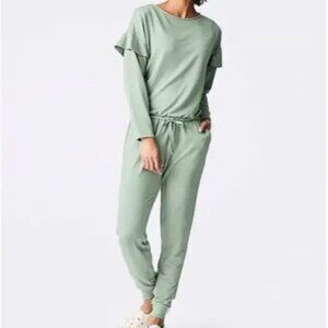 Matilda Jane NEW Resting Day Green Medium Ruffle Jumpsuit Casual Lounge Wear